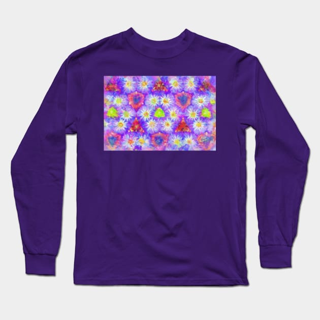 Morning Glory Kaleidoscope Mathematical Abstract Impressionist Painting Long Sleeve T-Shirt by BonBonBunny